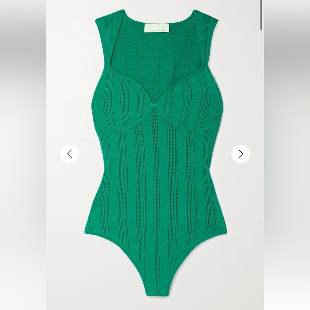 Fleur du Mal Green Ribbed Bra Intimates